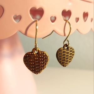Handmade Gold-Tone Woven Heart Fishhook Fashion Earrings